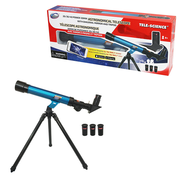 20 / 30 / 40 POWER 30MM ASTRONOMICAL TELESCOPE WITH DIAGONAL MIRROR TRIPOD